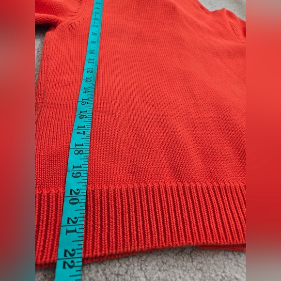 RALPH LAUTEN- Orange Knit Gold Buttoned Cardigan. Size Large - Picture 11 of 12